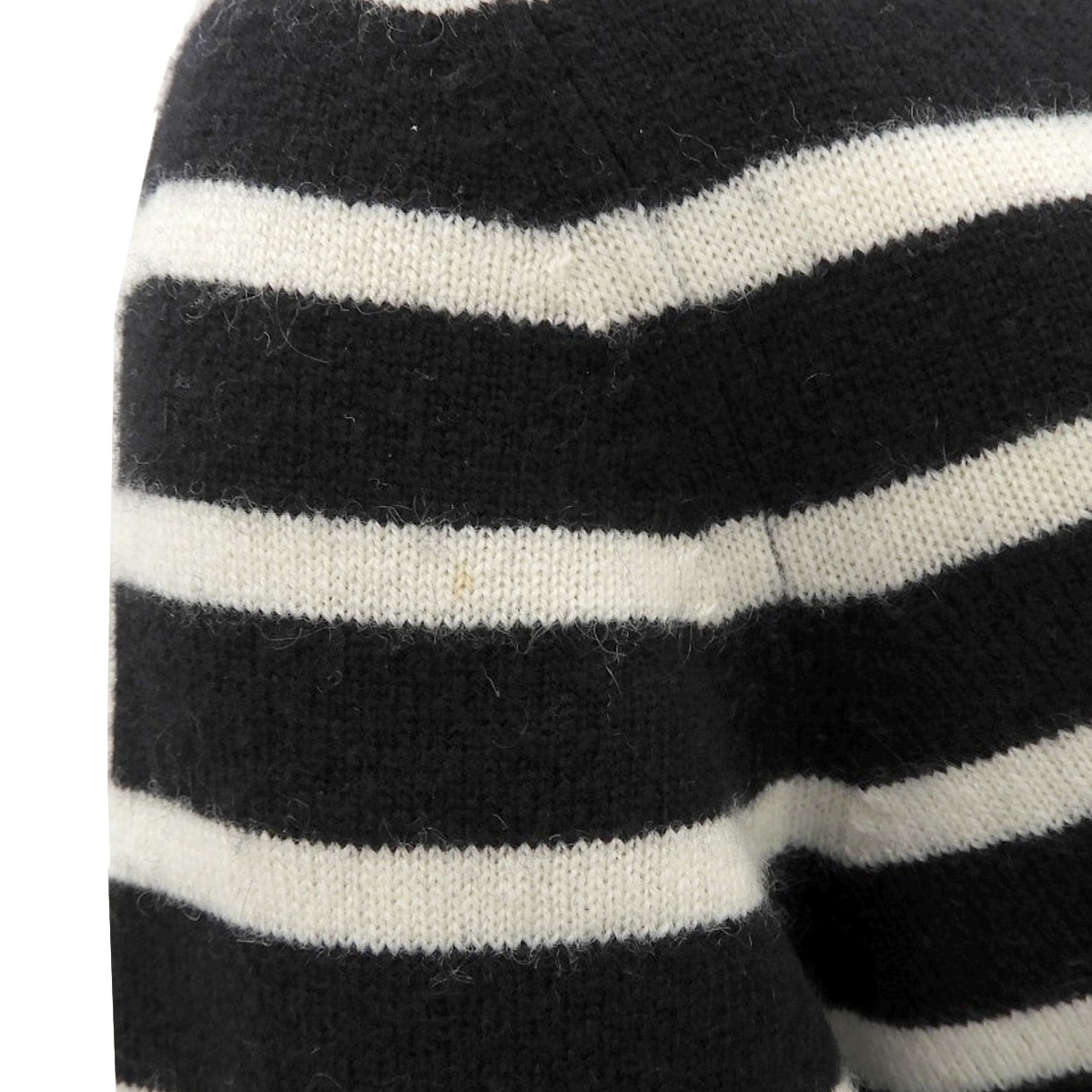 シャネル CHANEL ニット 長袖 ボーダー カシミア ブラック×ホワイト