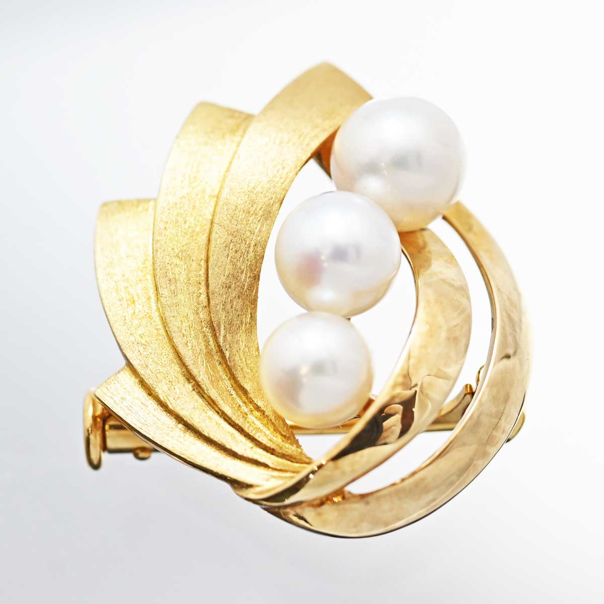 ミキモト MIKIMOTO K14YG イエローゴールド パール ブローチ  3332