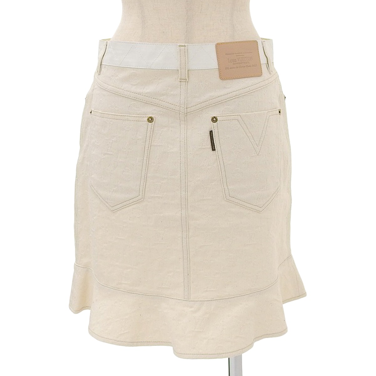 ルイヴィトン LOUIS VUITTON デニムスカート コットン混 ホワイト 40 レディース 4053