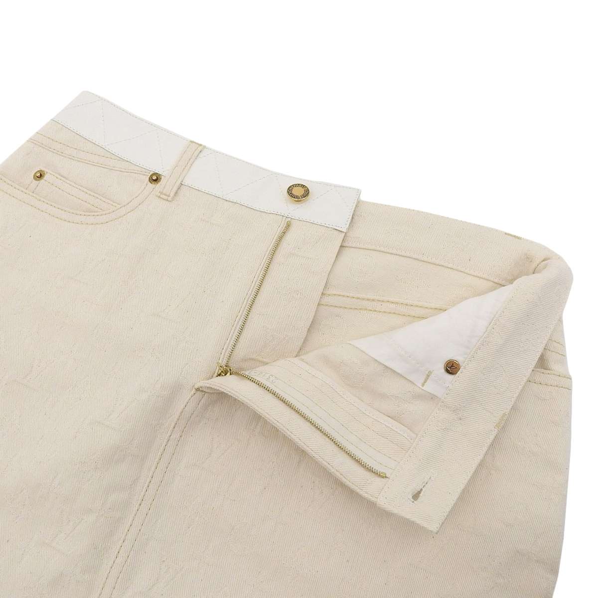 ルイヴィトン LOUIS VUITTON デニムスカート コットン混 ホワイト 40 レディース 4053