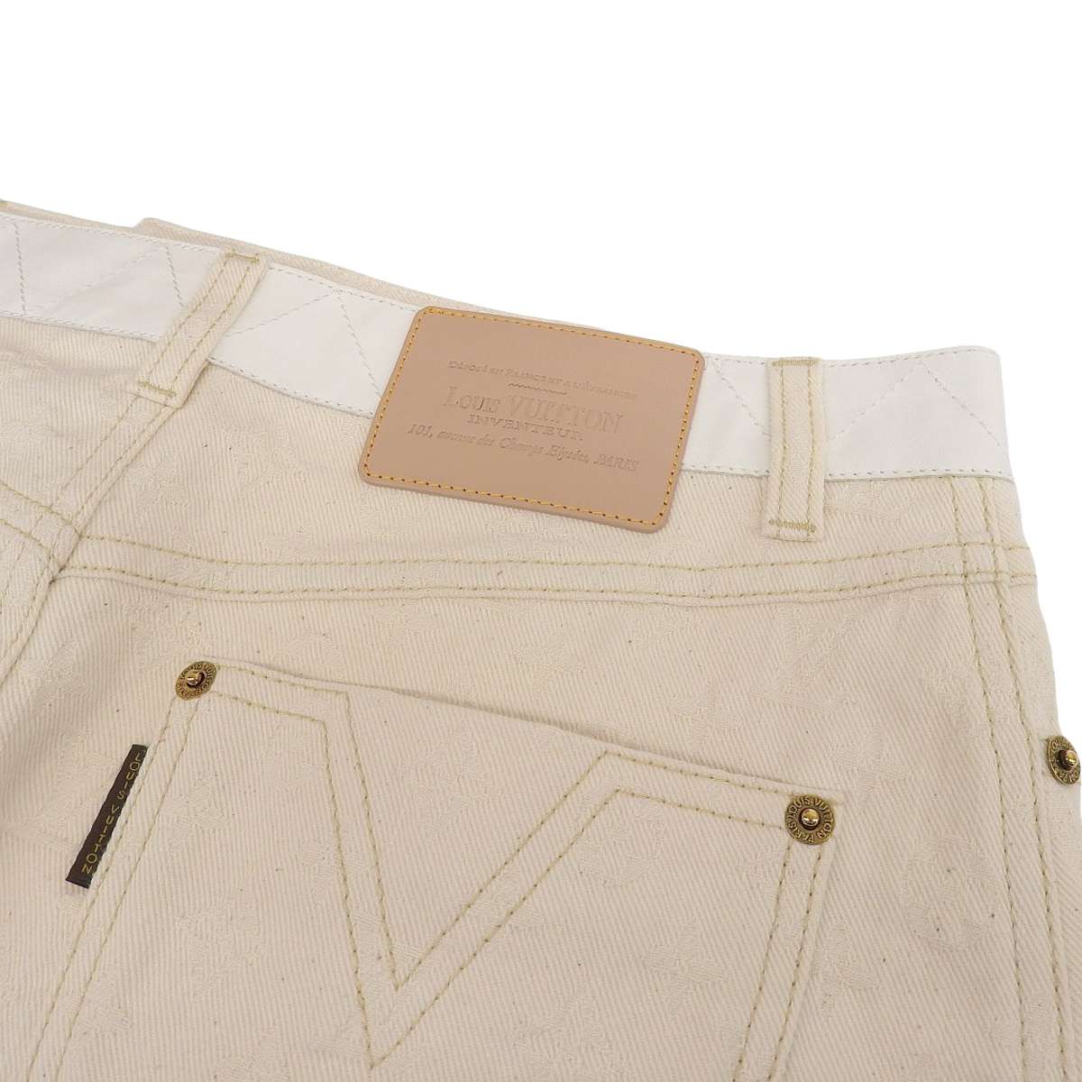 ルイヴィトン LOUIS VUITTON デニムスカート コットン混 ホワイト 40 レディース 4053