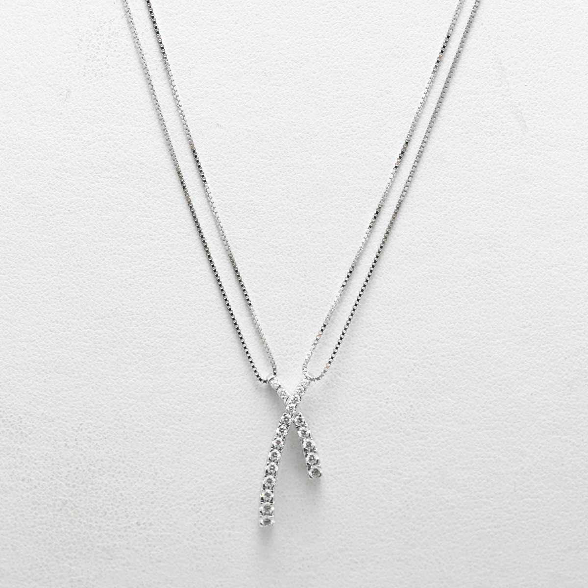 ダミアーニDAMIANI 750WG ホワイトゴールド ダイア クロス ネックレス レディース アクセサリー  3267