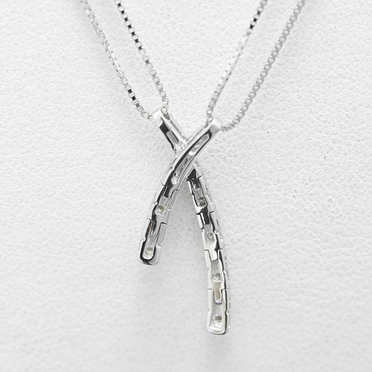ダミアーニDAMIANI 750WG ホワイトゴールド ダイア クロス ネックレス レディース アクセサリー  3267