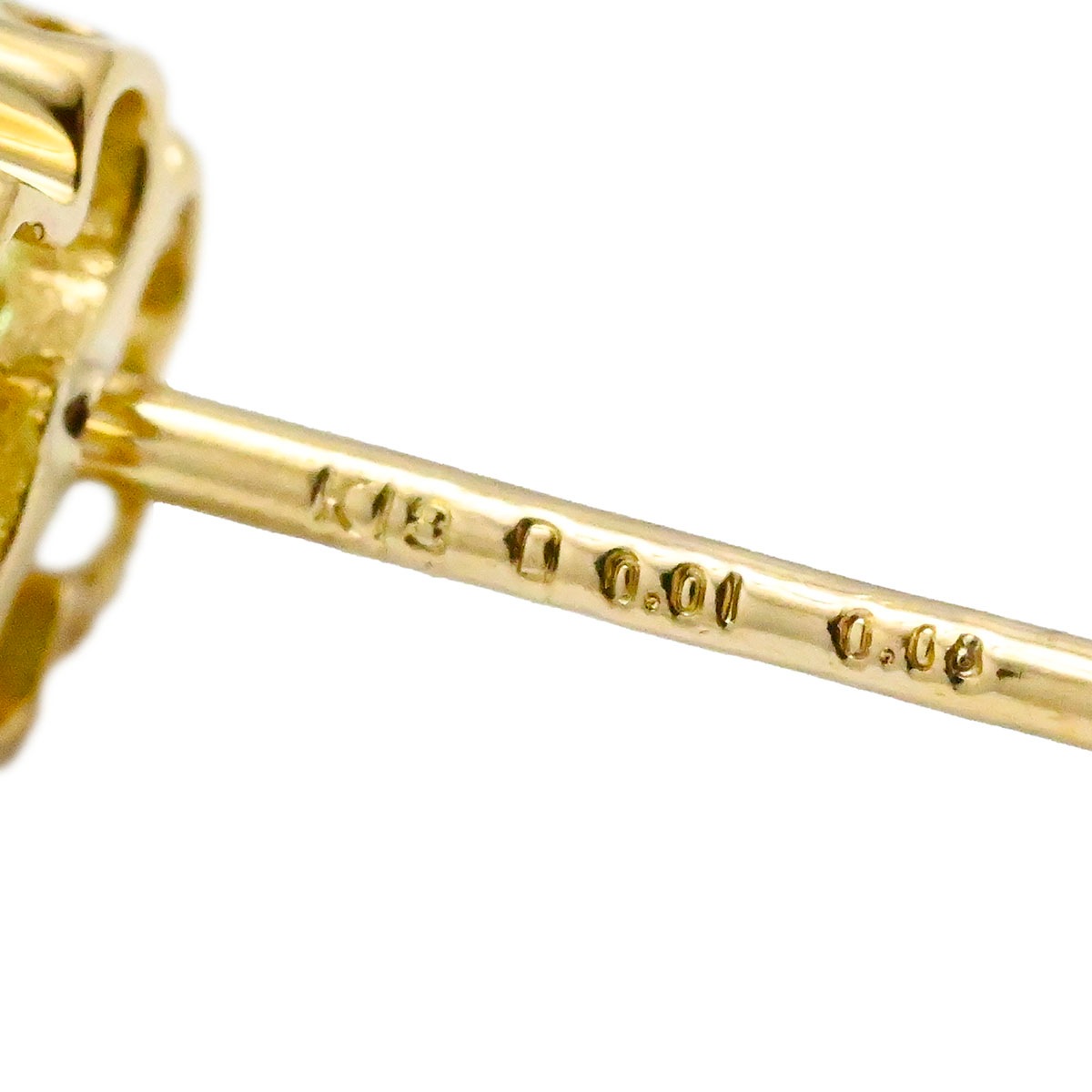 ポンテヴェキオ PONTE VECCHIO K18ＹG イエローゴールド エメラルド0.08ct ダイヤ0.01ct フラワーモチーフピアス レディース 3754
