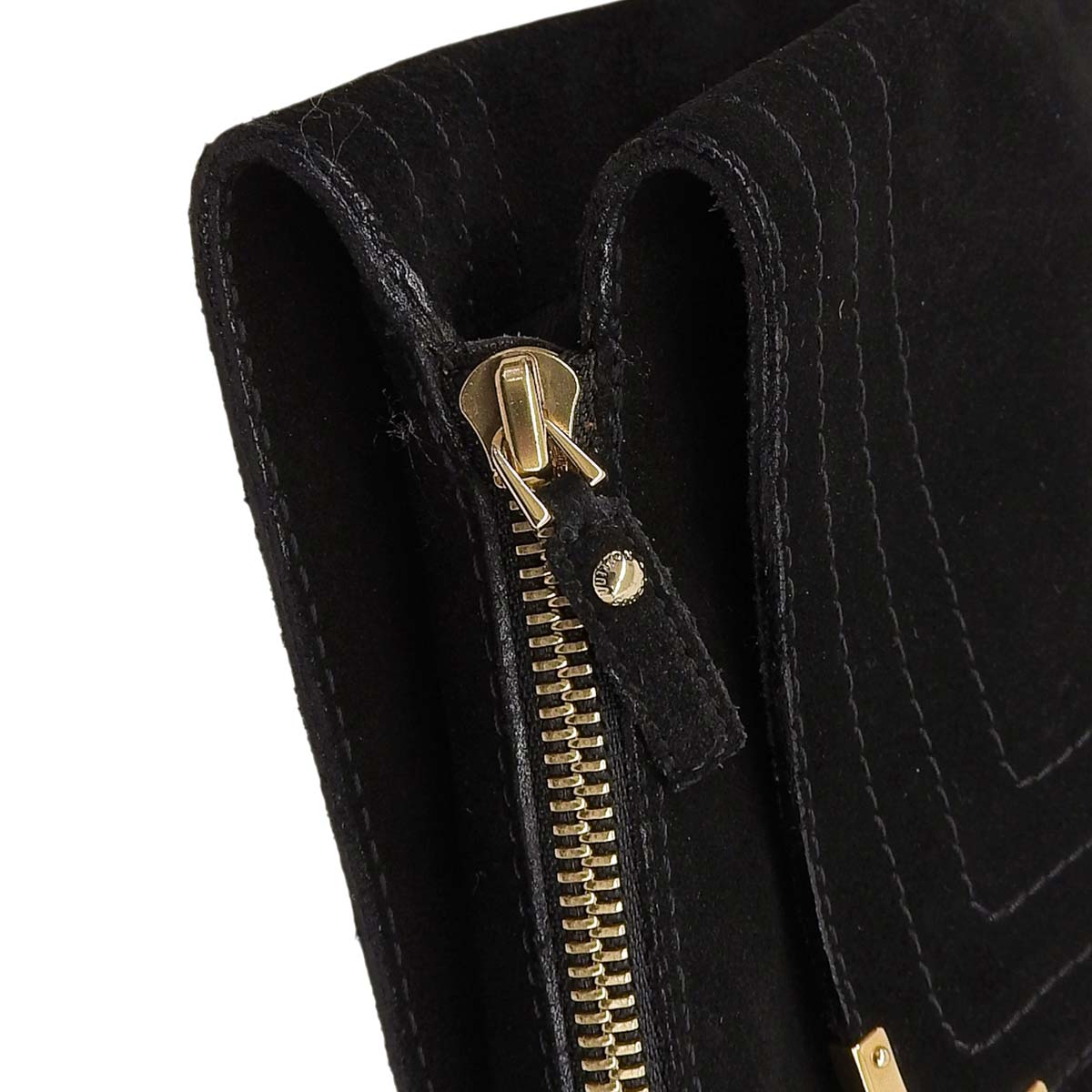 ルイヴィトン LOUIS VUITTON ロングブーツ ニーハイブーツ サイズ38 1/2 約24.5cm スエード ゴールド金具 ブラック レディース 4696
