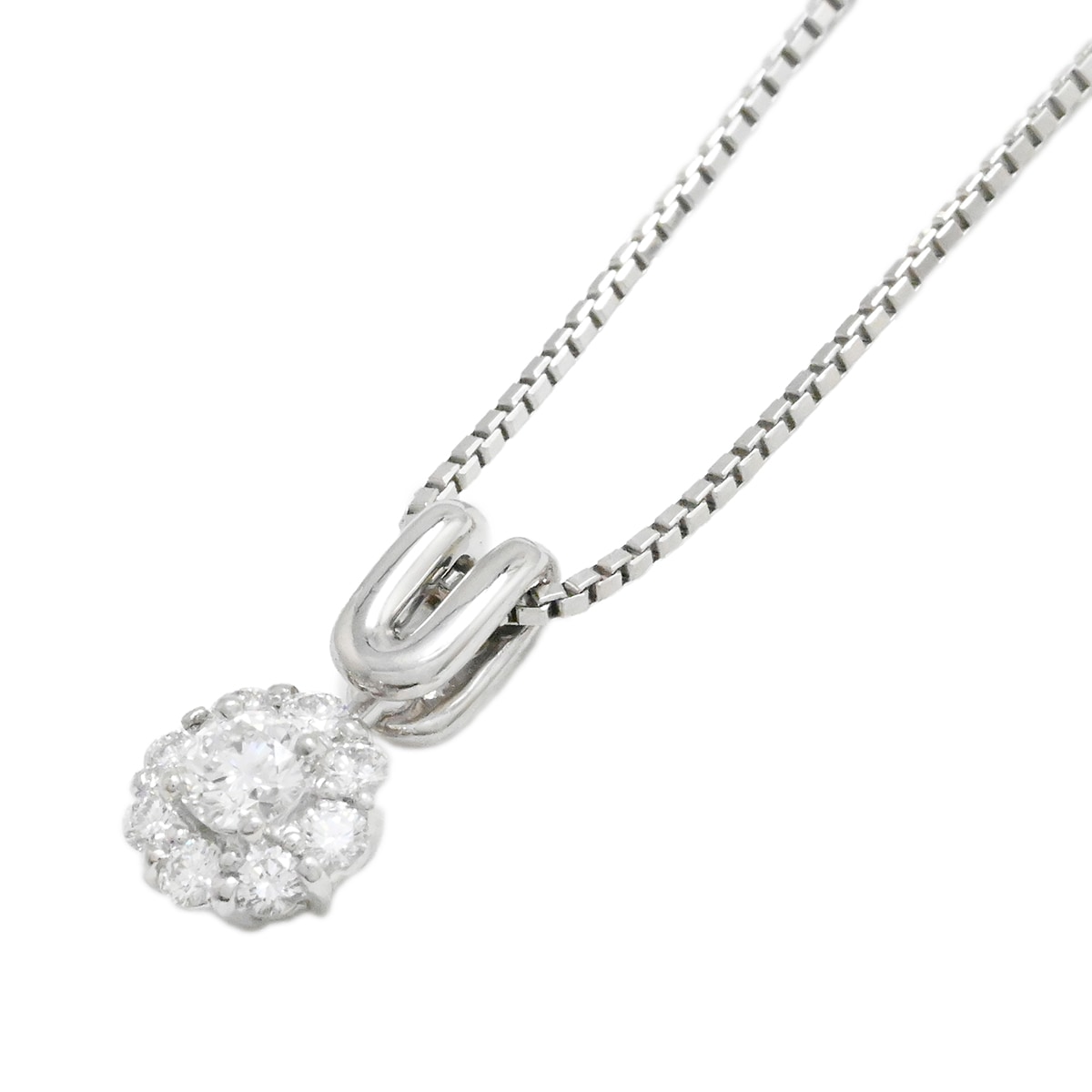 星の砂 HOSHINOSUNA ホシノスナ PT900/850 ダイヤ0.38ct フラワーモチーフ ネックレス レディース  2041