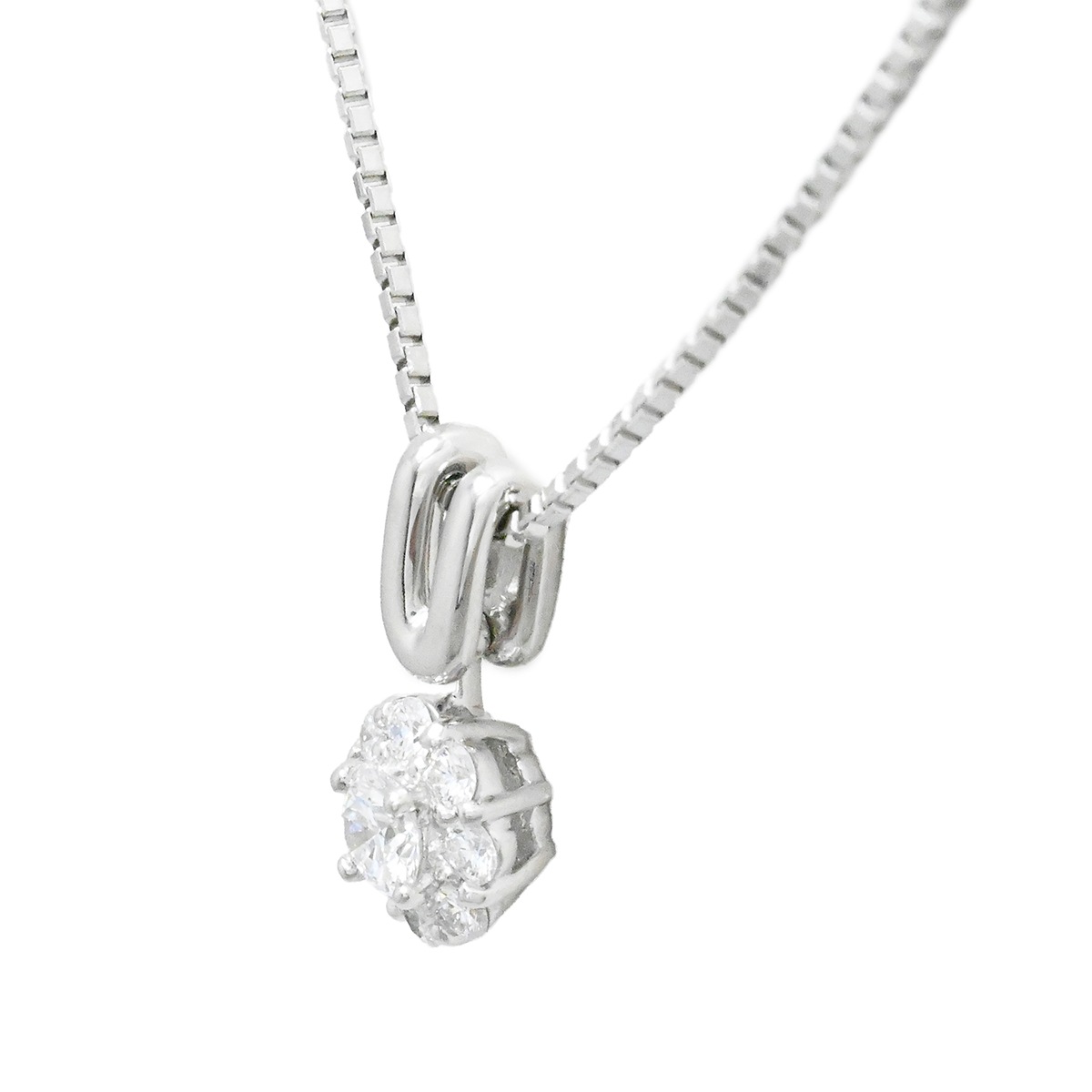 星の砂 HOSHINOSUNA ホシノスナ PT900/850 ダイヤ0.38ct フラワーモチーフ ネックレス レディース  2041