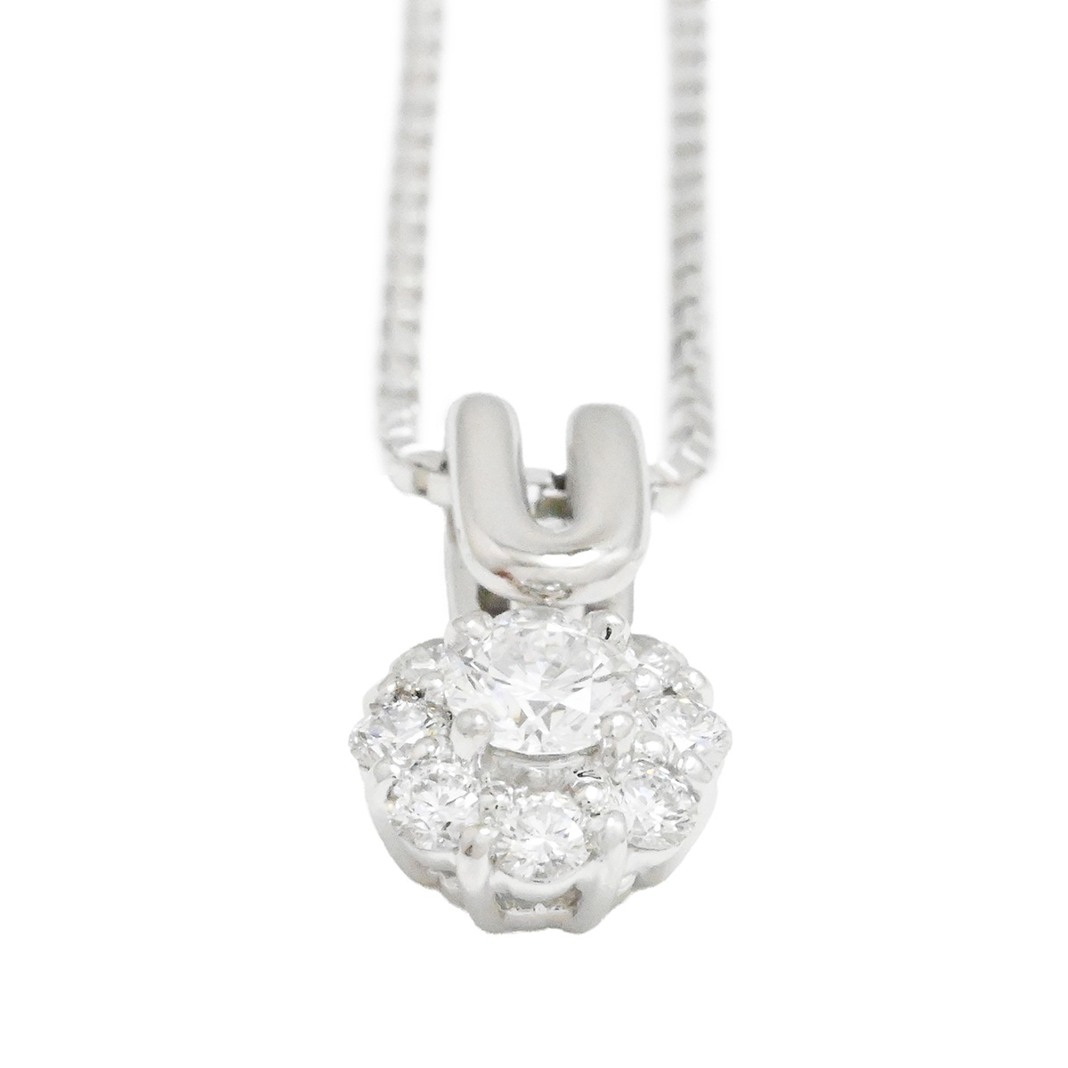 星の砂 HOSHINOSUNA ホシノスナ PT900/850 ダイヤ0.38ct フラワーモチーフ ネックレス レディース  2041