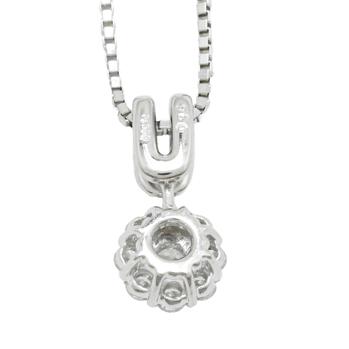 星の砂 HOSHINOSUNA ホシノスナ PT900/850 ダイヤ0.38ct フラワーモチーフ ネックレス レディース  2041