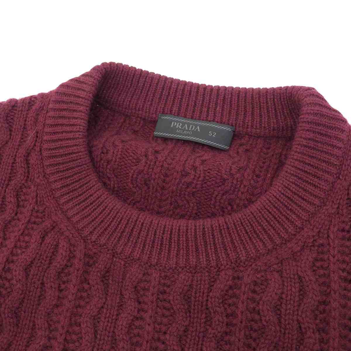 プラダ PRADA 長袖 セーター カシミヤ ボルドー 52 メンズ 8861