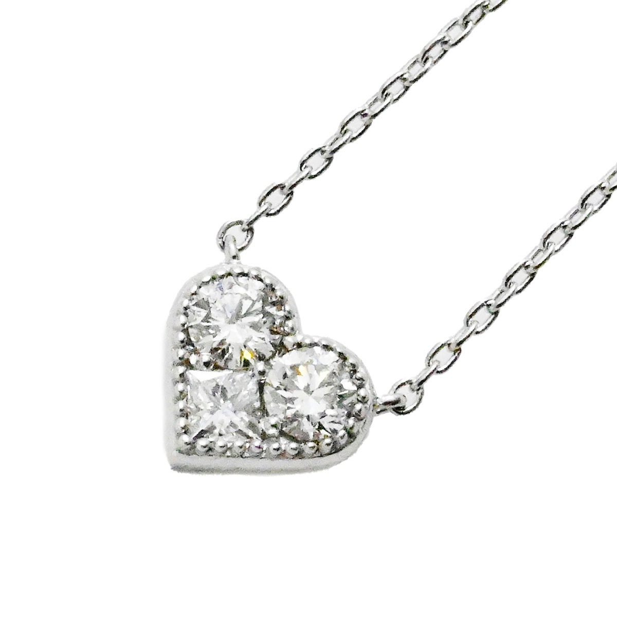 ポンテヴェキオ ハートネックレス k18WG ポンテヴェキオ K18WG ダイヤモンド ペンダントネックレス 0.20ct