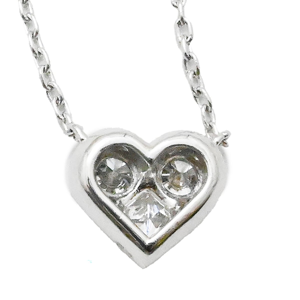 ポンテヴェキオ PONTE VECCHIO K18WG ホワイトゴールド ダイヤ0.16ct ハート ネックレス レディース  3698