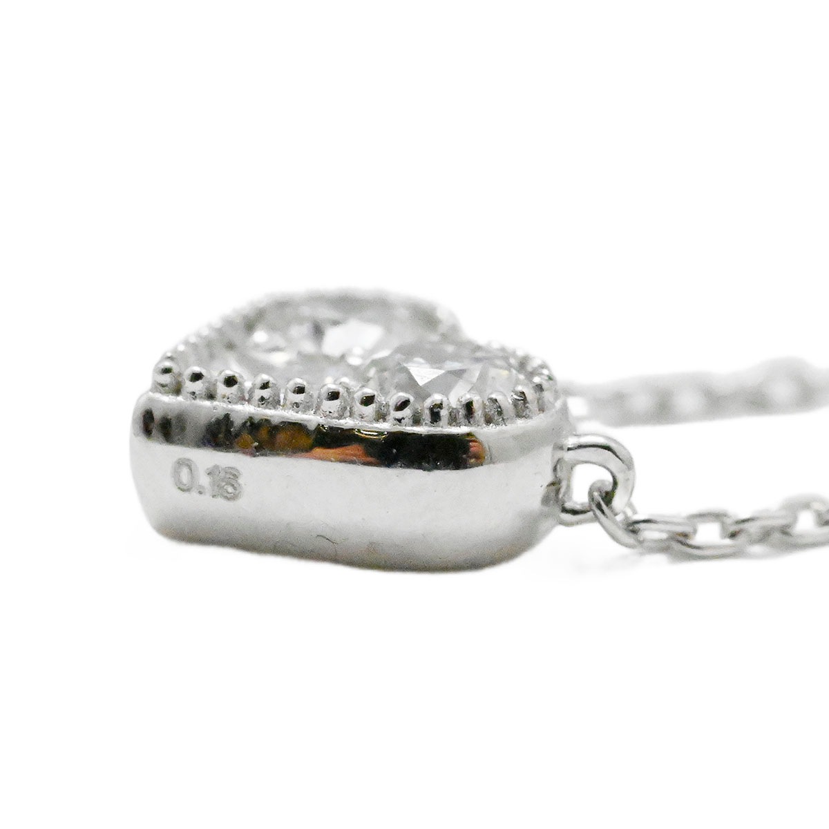 ポンテヴェキオ PONTE VECCHIO K18WG ホワイトゴールド ダイヤ0.16ct ハート ネックレス レディース  3698