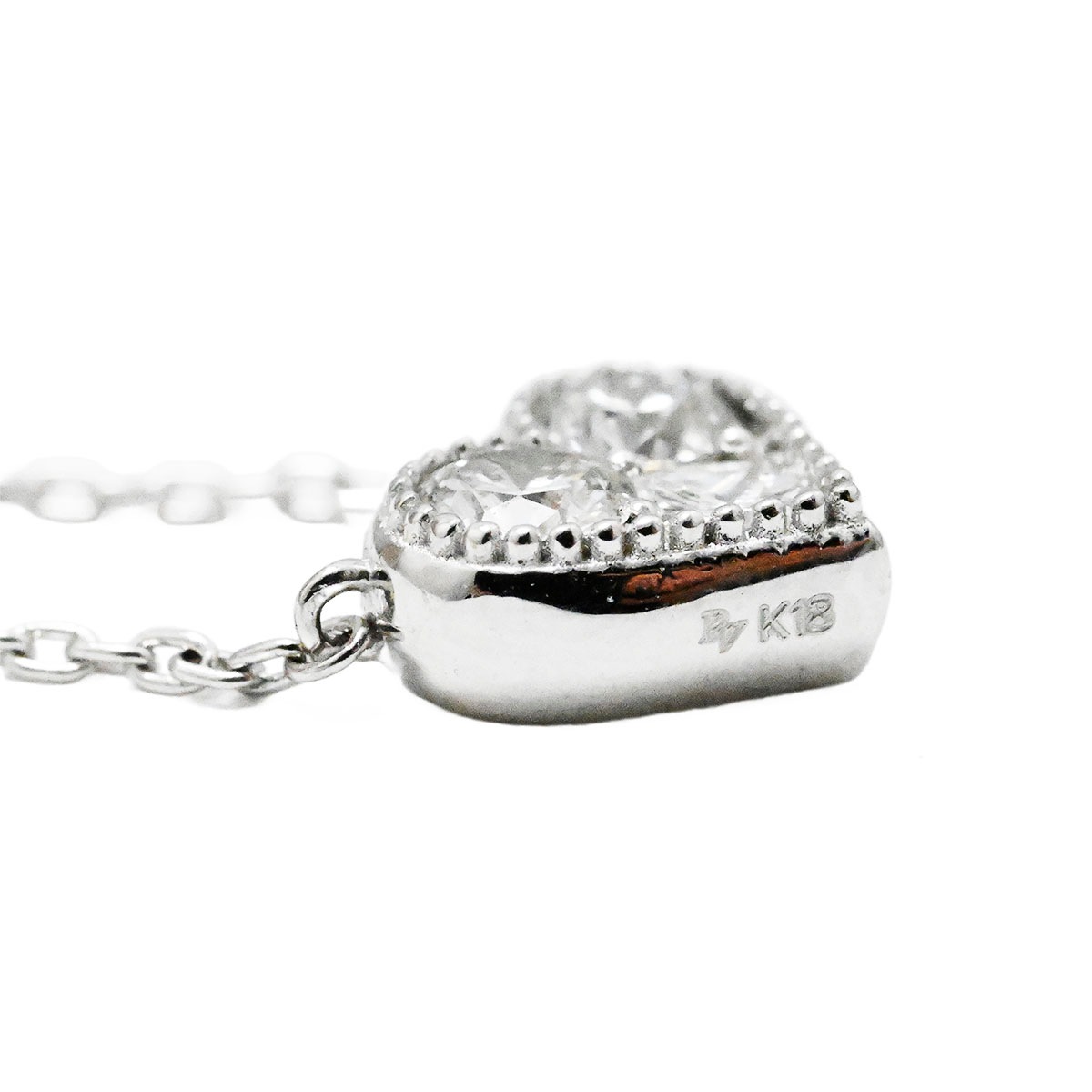 ポンテヴェキオ PONTE VECCHIO K18WG ホワイトゴールド ダイヤ0.16ct ハート ネックレス レディース  3698
