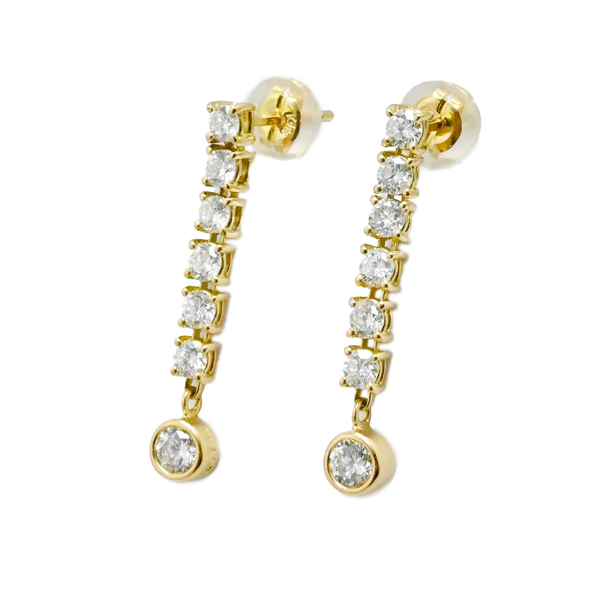 LINE ライン K18ＹG イエローゴールド ダイヤ1.00 ピアス ダイヤモンド　レディース 3755