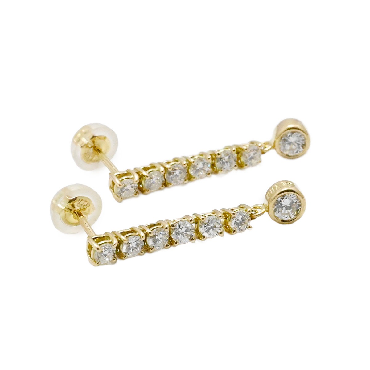 LINE ライン K18ＹG イエローゴールド ダイヤ1.00 ピアス ダイヤモンド　レディース 3755