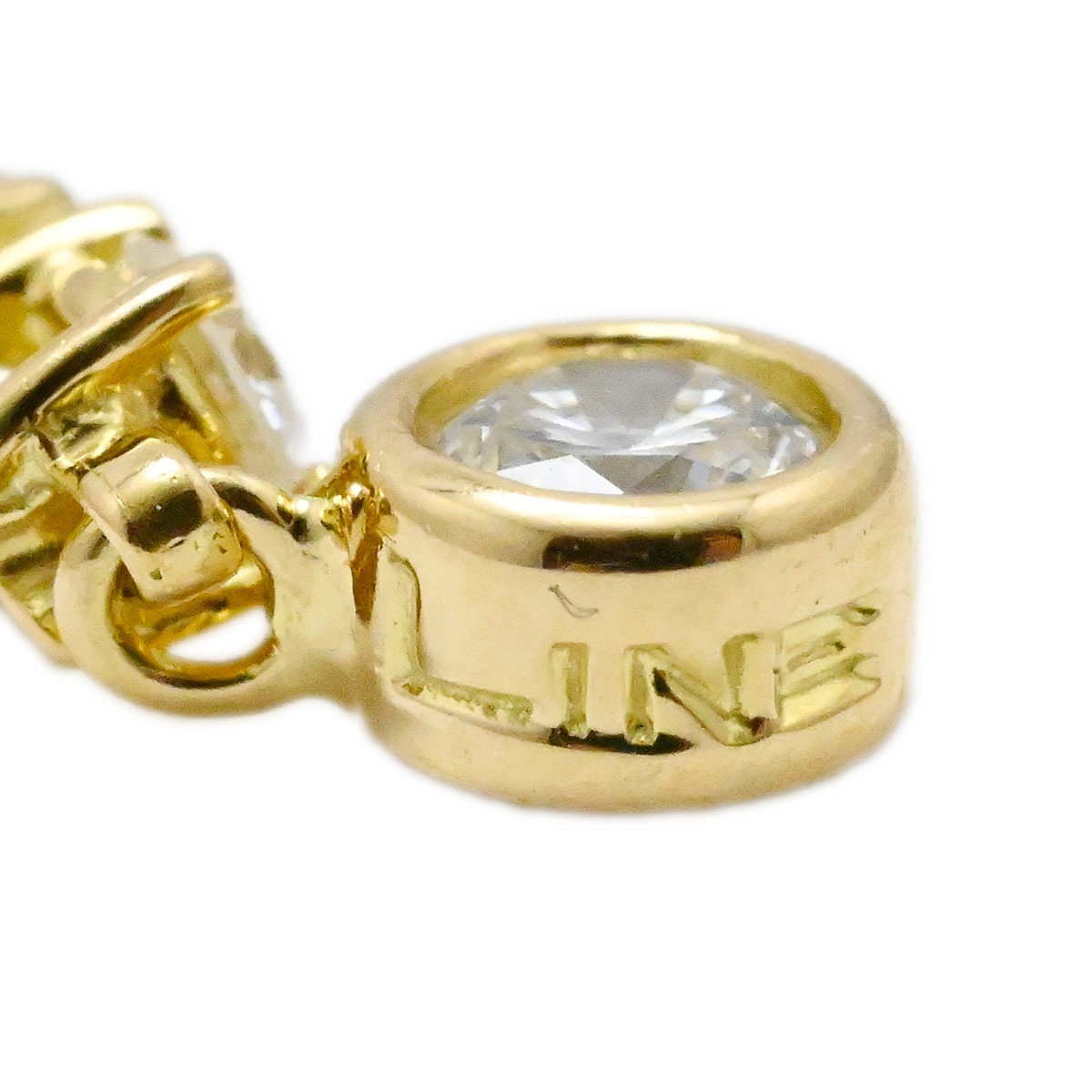LINE ライン K18ＹG イエローゴールド ダイヤ1.00 ピアス ダイヤモンド　レディース 3755