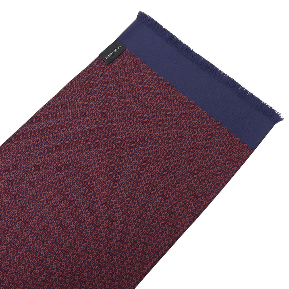 Hermès シルク ハンカチ レッド ネイビー エルメス HERMES 水玉 鎖 リバーシブル スカーフ シルク