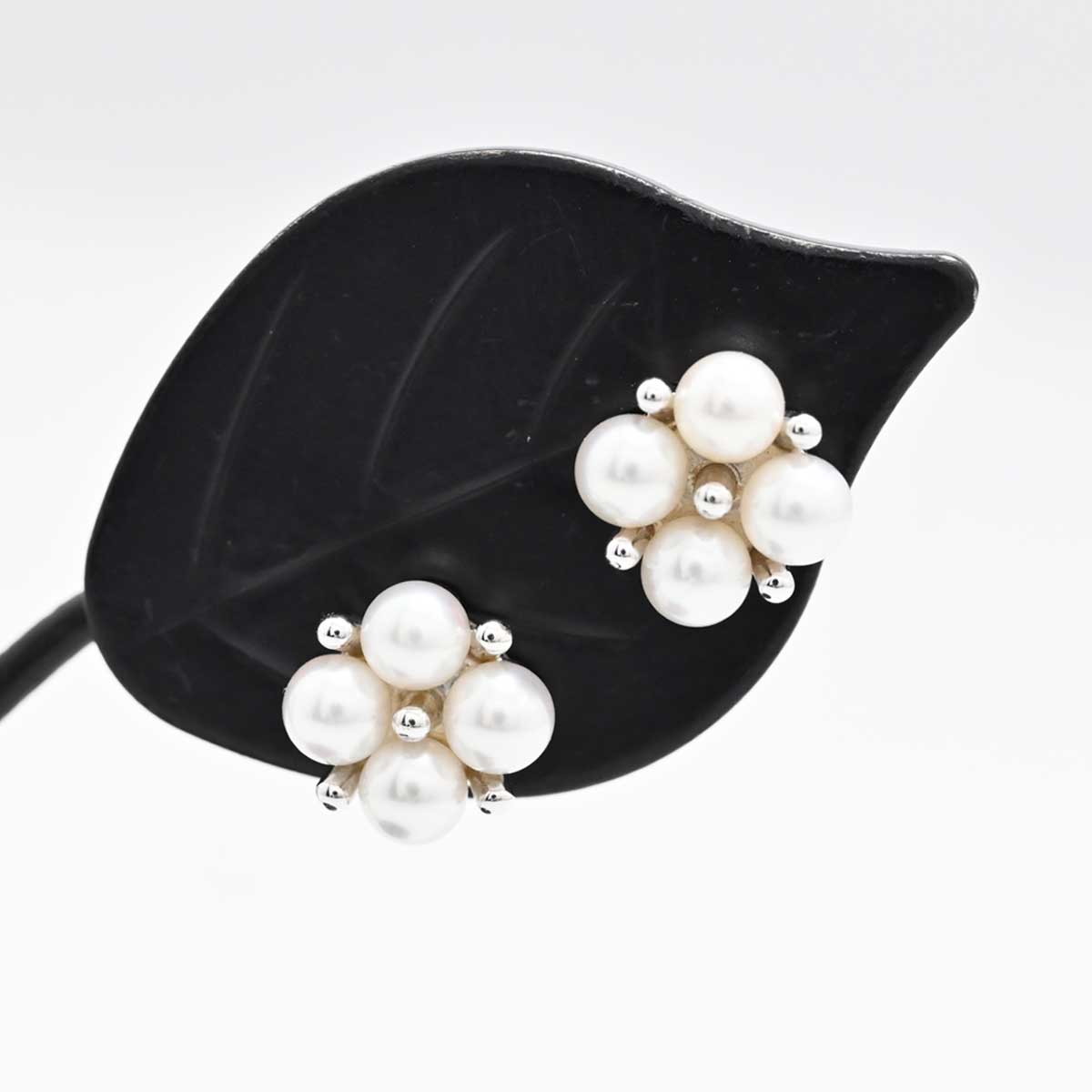 ミキモト MIKIMOTO K18WG ホワイトゴールド パール ピアス 3335