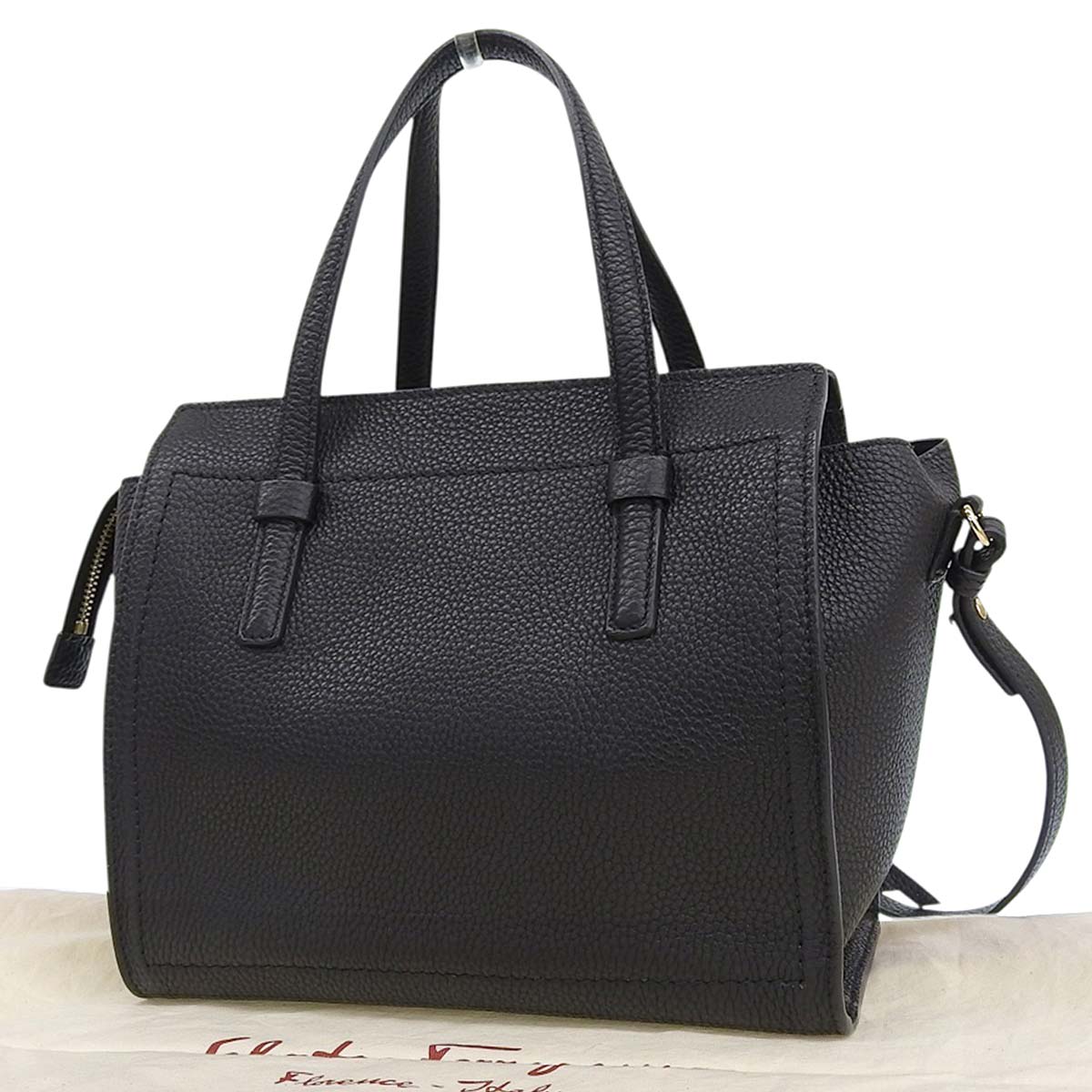 美品✨フェラガモ ショルダーバッグ 2way エイミー ガンチーニ レザー 黒 Salvatore Ferragamo サルヴァトーレフェラガモ エイミー