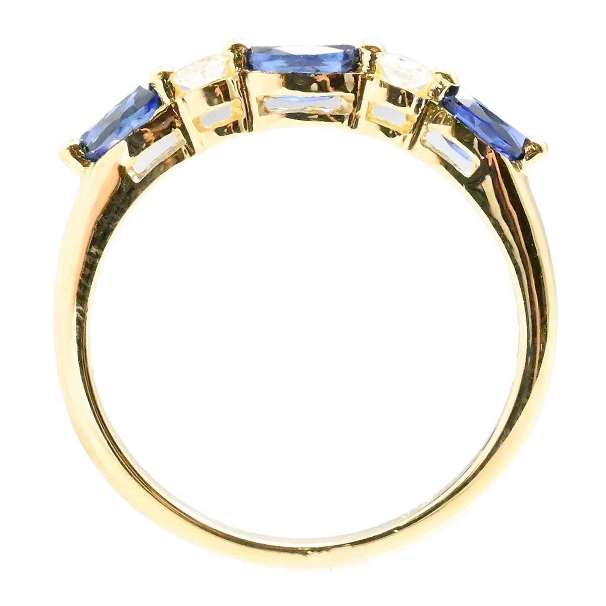 ミキモト MIKIMOTO K18YG イエローゴールド サファイア0.78ct ダイヤ0.09ct 10号 レディース  3558