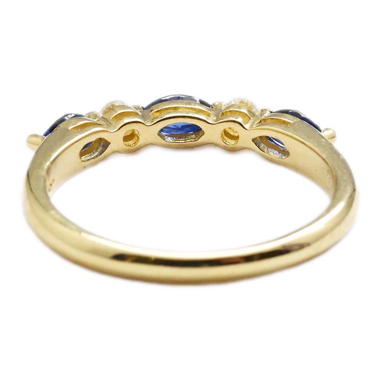 ミキモト MIKIMOTO K18YG イエローゴールド サファイア0.78ct ダイヤ0.09ct 10号 レディース  3558