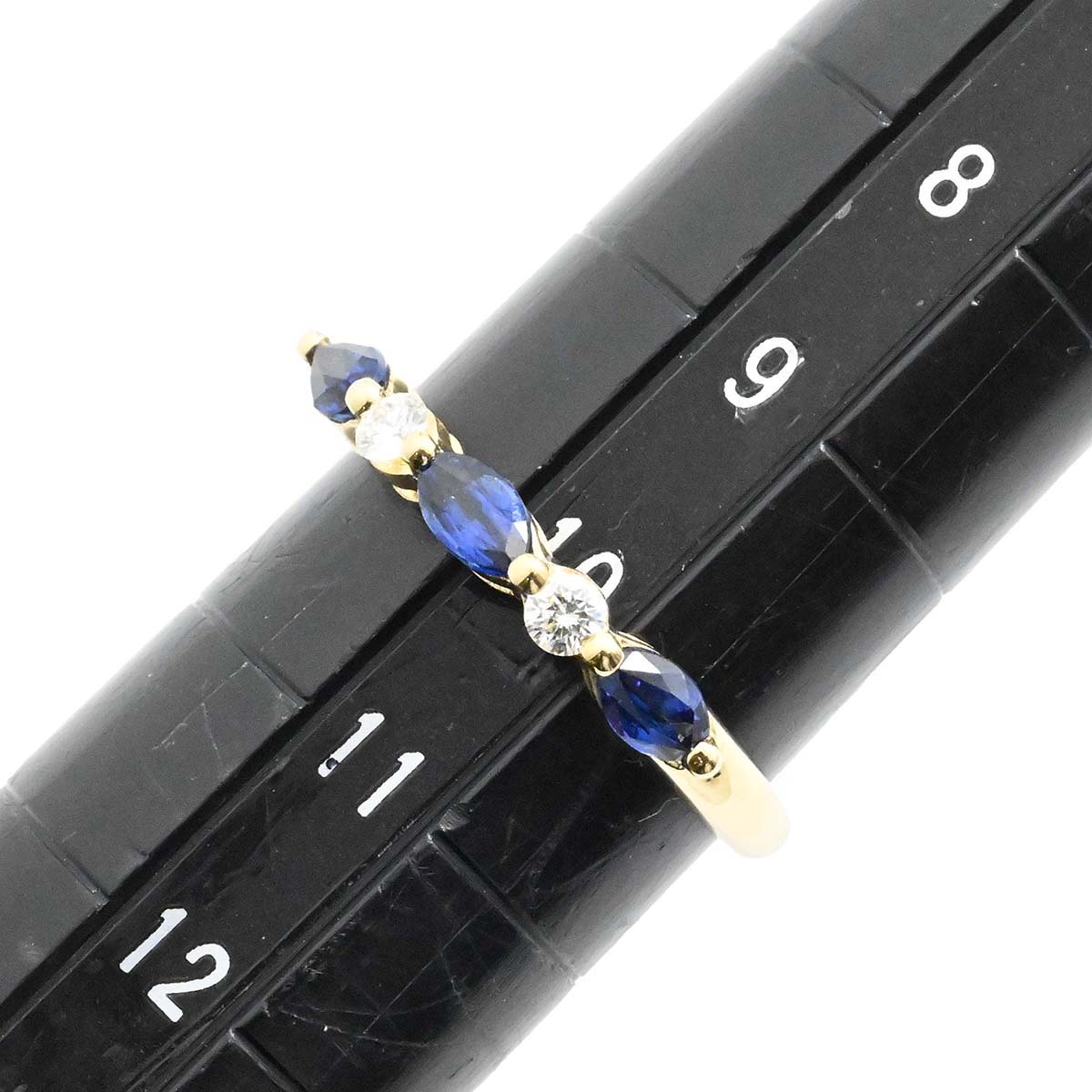 ミキモト MIKIMOTO K18YG イエローゴールド サファイア0.78ct ダイヤ0.09ct 10号 レディース  3558