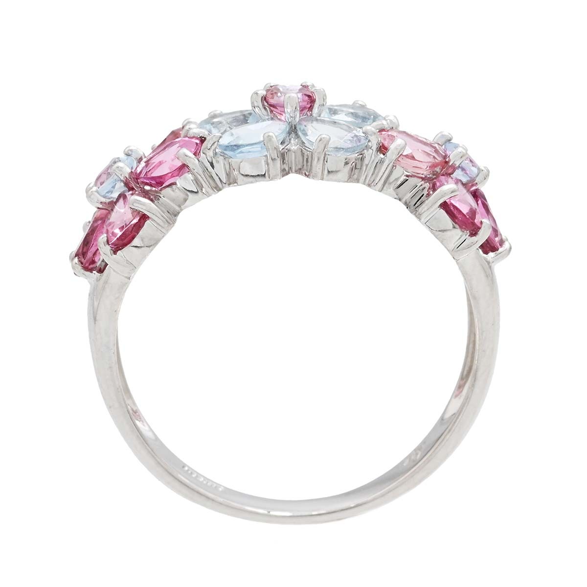 ポンテヴェキオ PONTE VECCHIO K18WG ホワイトゴールド ピンクトルマリン ブルートパーズ フラワー リング 13号 レディース  3579