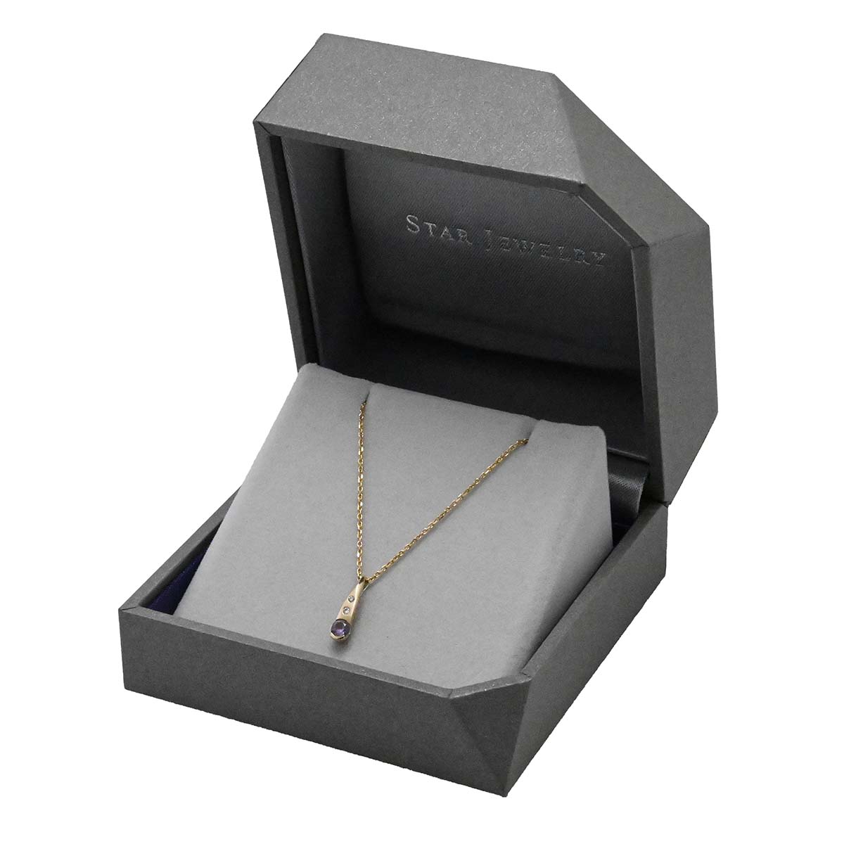 スタージュエリー STAR JEWELRY K18PG ピンクゴールド アメジスト ダイヤ ネックレス レディース  3657