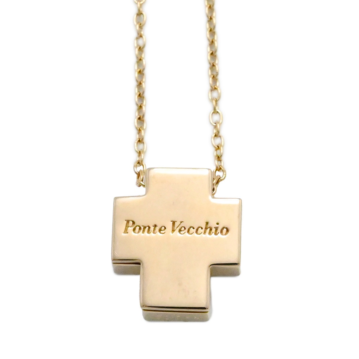 ポンテヴェッキオ PONTE VECCHIO 750PG ピンクゴールド ピンクサファイア0.16ct×ダイヤ0.13ct クロス ネックレス レディース  2111