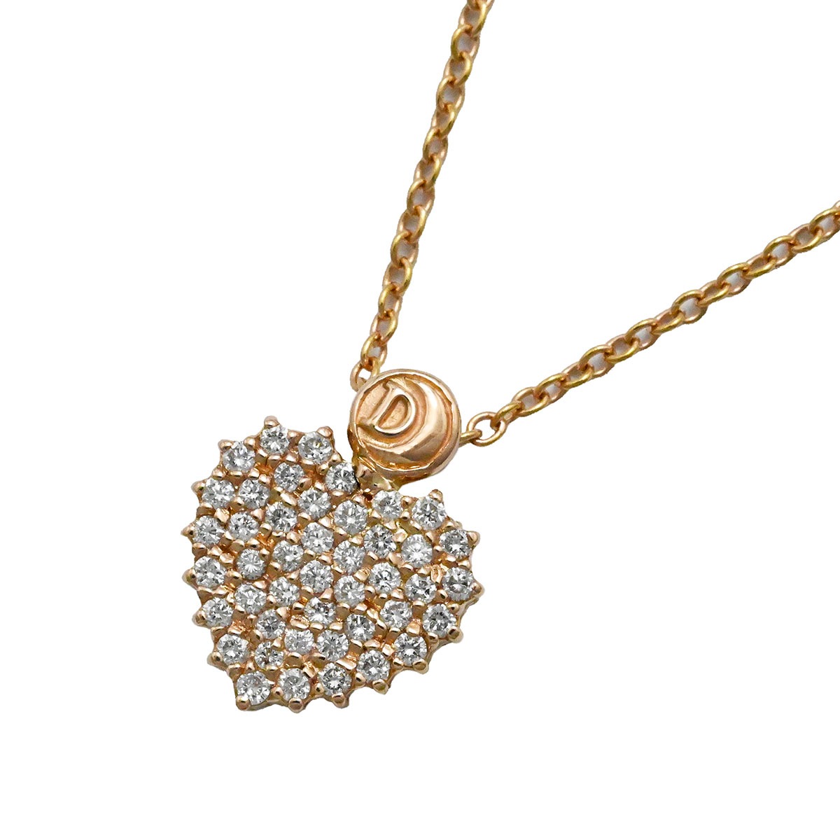 ダミアーニ DAMIANI 750PG ピンクゴールド ダイヤ クオーリロゴ ハート ネックレス レディース  3658