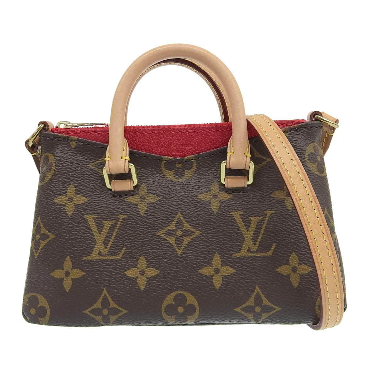 ルイヴィトン LOUIS VUITTON モノグラム ナノパラス ショルダーバッグ ななめ掛け ミニ ポシェット スリーズ レッド レディース M61254 4746