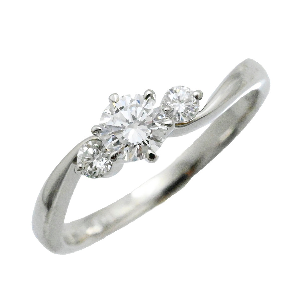 ロイヤルアッシャー ROYAL ASSCHER PT900 プラチナ ダイヤ0.27ct 0.10ct リング 11号 レディース  3711