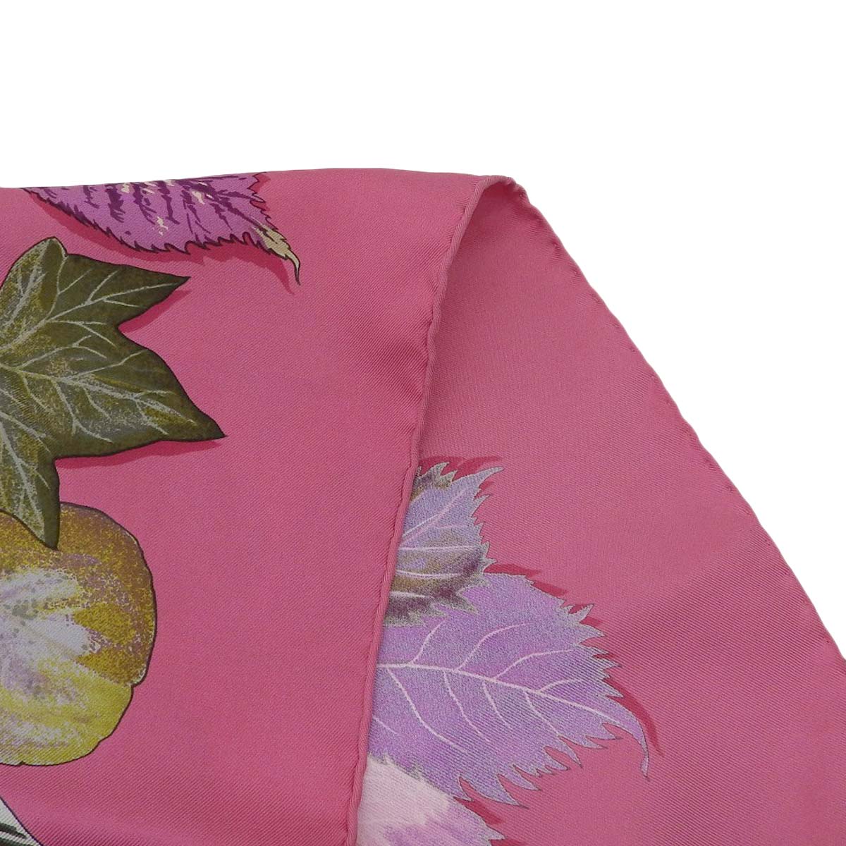 エルメス HERMES カレ90 スカーフ Tourbillon 渦巻き 落ち葉 リーフ柄 シルク ピンク系 レディース 4554