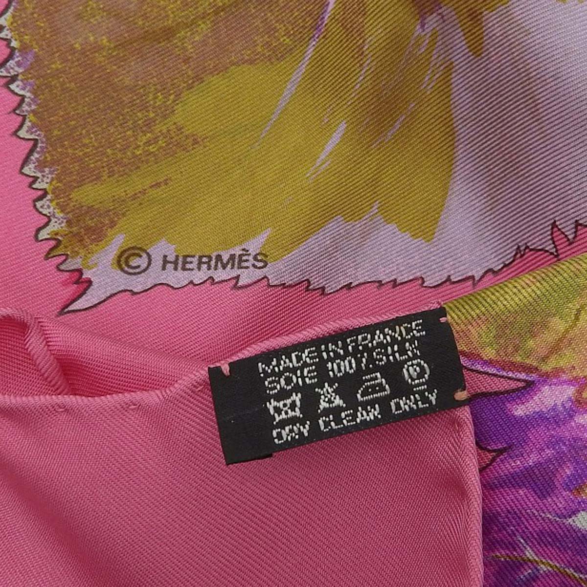 エルメス HERMES カレ90 スカーフ Tourbillon 渦巻き 落ち葉 リーフ柄 シルク ピンク系 レディース 4554
