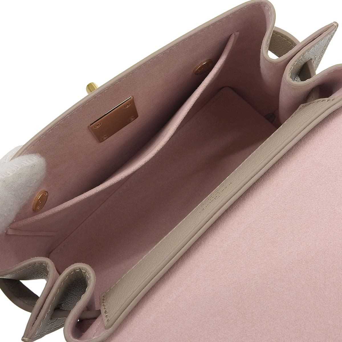 ルイヴィトン LOUIS VUITTON ロックミー エヴァー ミニ 2WAY ななめ掛け グレインカーフレザー グレージュ ゴールド金具 レディース M21052 4747