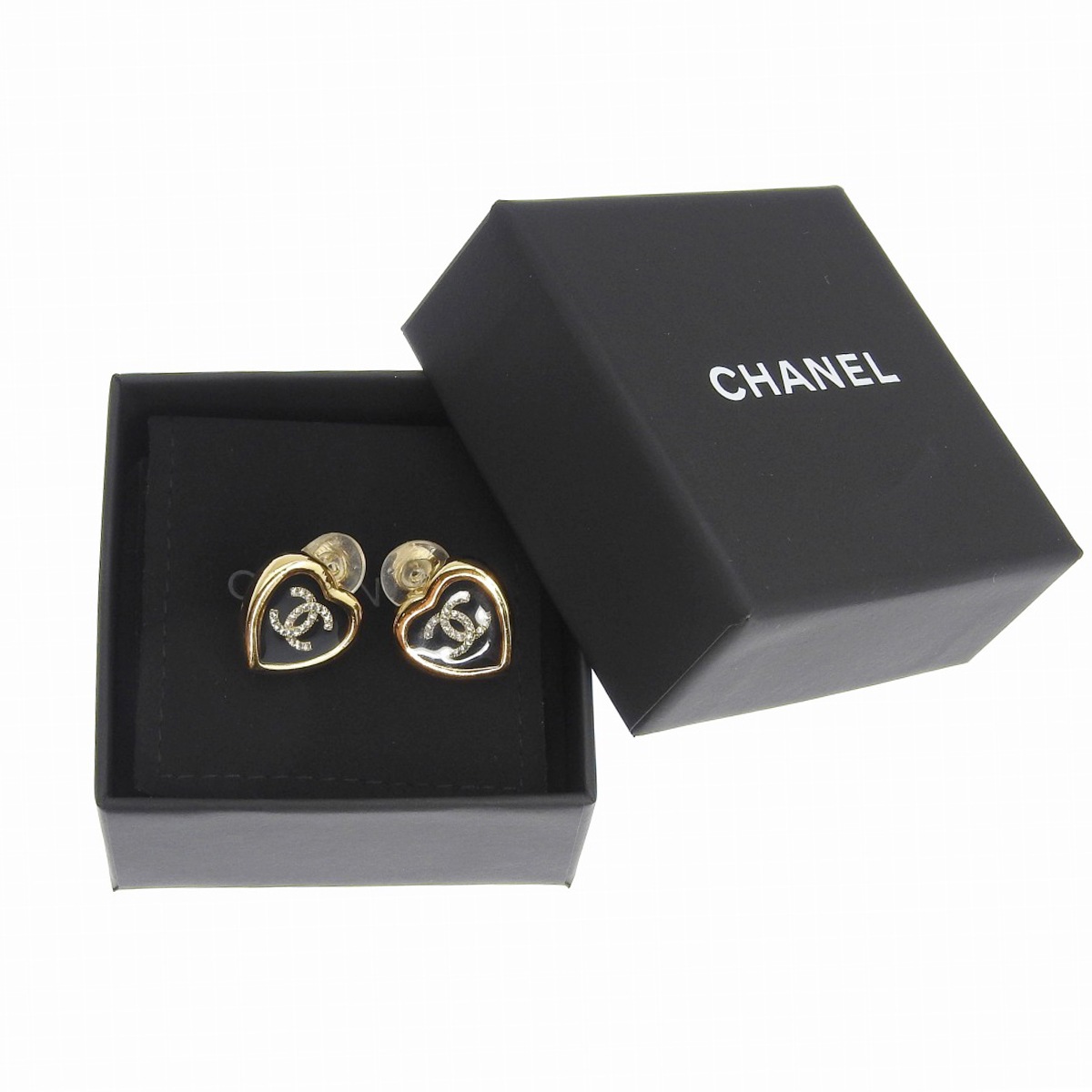 シャネル CHANEL ココマーク ハート イヤリング ラインストーン レジン