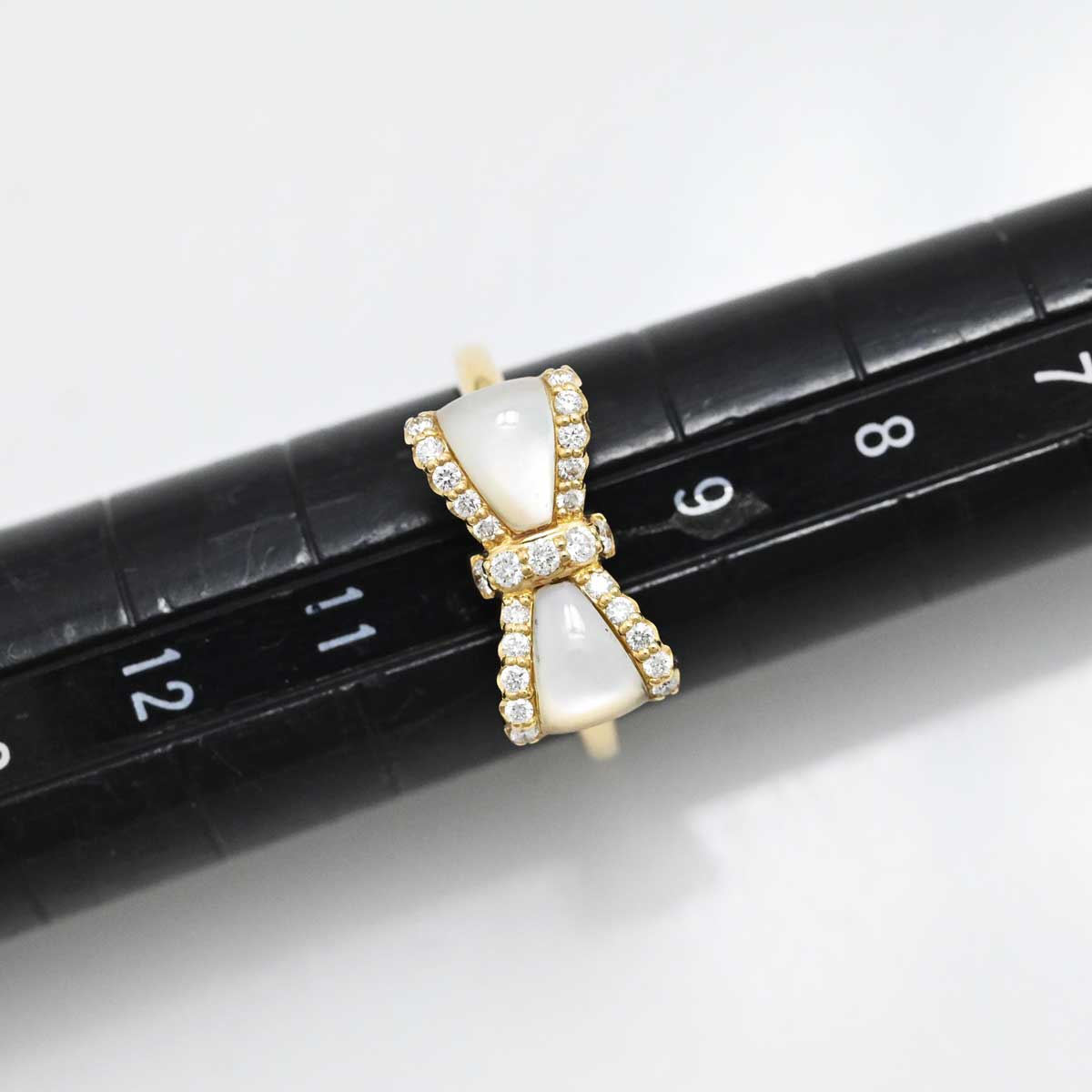 ポンテヴェキオ PONTE VECCHIO K18YG イエローゴール ダイア0.19ct シェル リボン リング レディース アクセサリー  3273