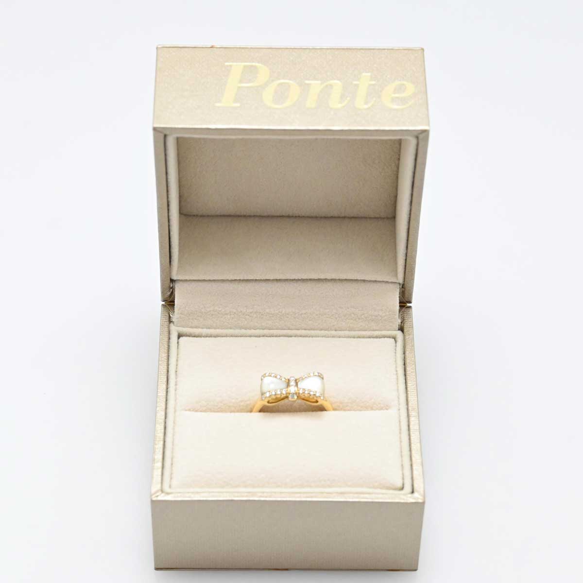 ポンテヴェキオ PONTE VECCHIO K18YG イエローゴール ダイア0.19ct シェル リボン リング レディース アクセサリー  3273