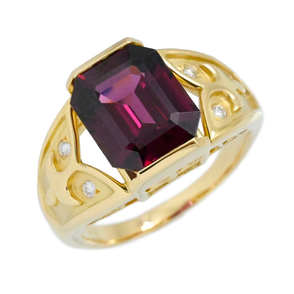 タサキ TASAKI K18YG イエローゴールド ガーネット5.29ct ダイヤ0.06ct リング 指輪 サイズ17号 レディース  3849