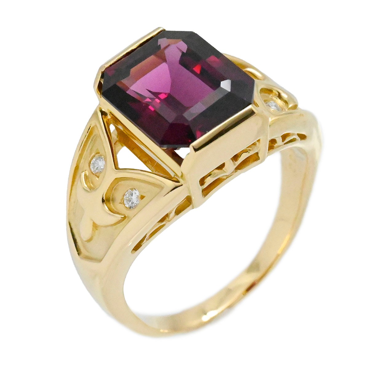 タサキ TASAKI K18YG イエローゴールド ガーネット5.29ct ダイヤ0.06ct リング 指輪 サイズ17号 レディース  3849