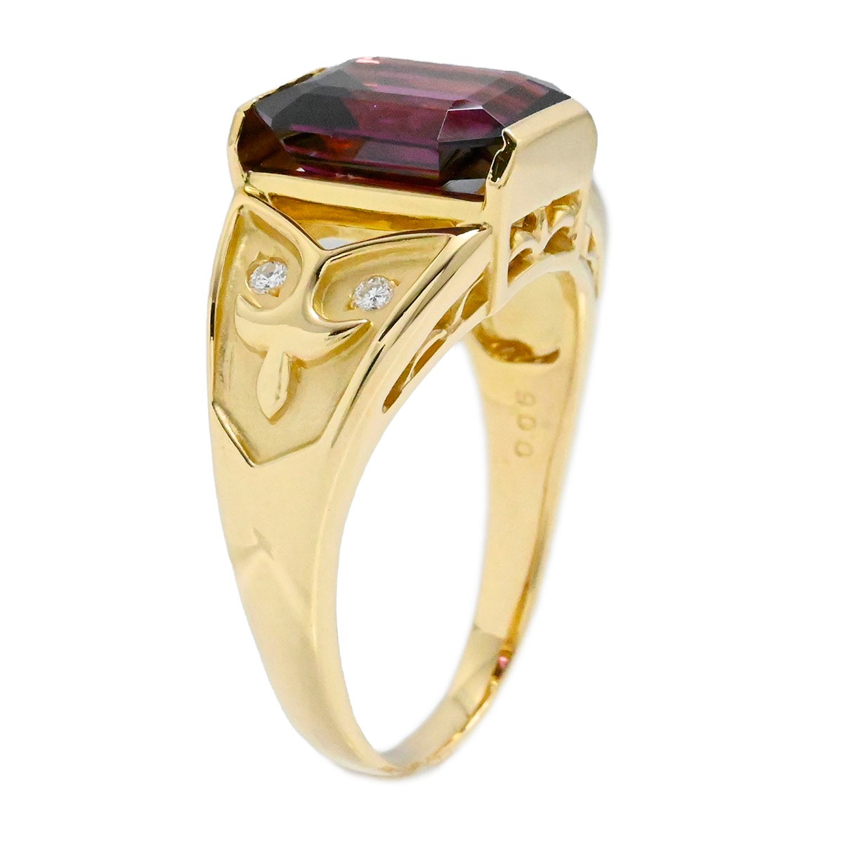 タサキ TASAKI K18YG イエローゴールド ガーネット5.29ct ダイヤ0.06ct リング 指輪 サイズ17号 レディース  3849