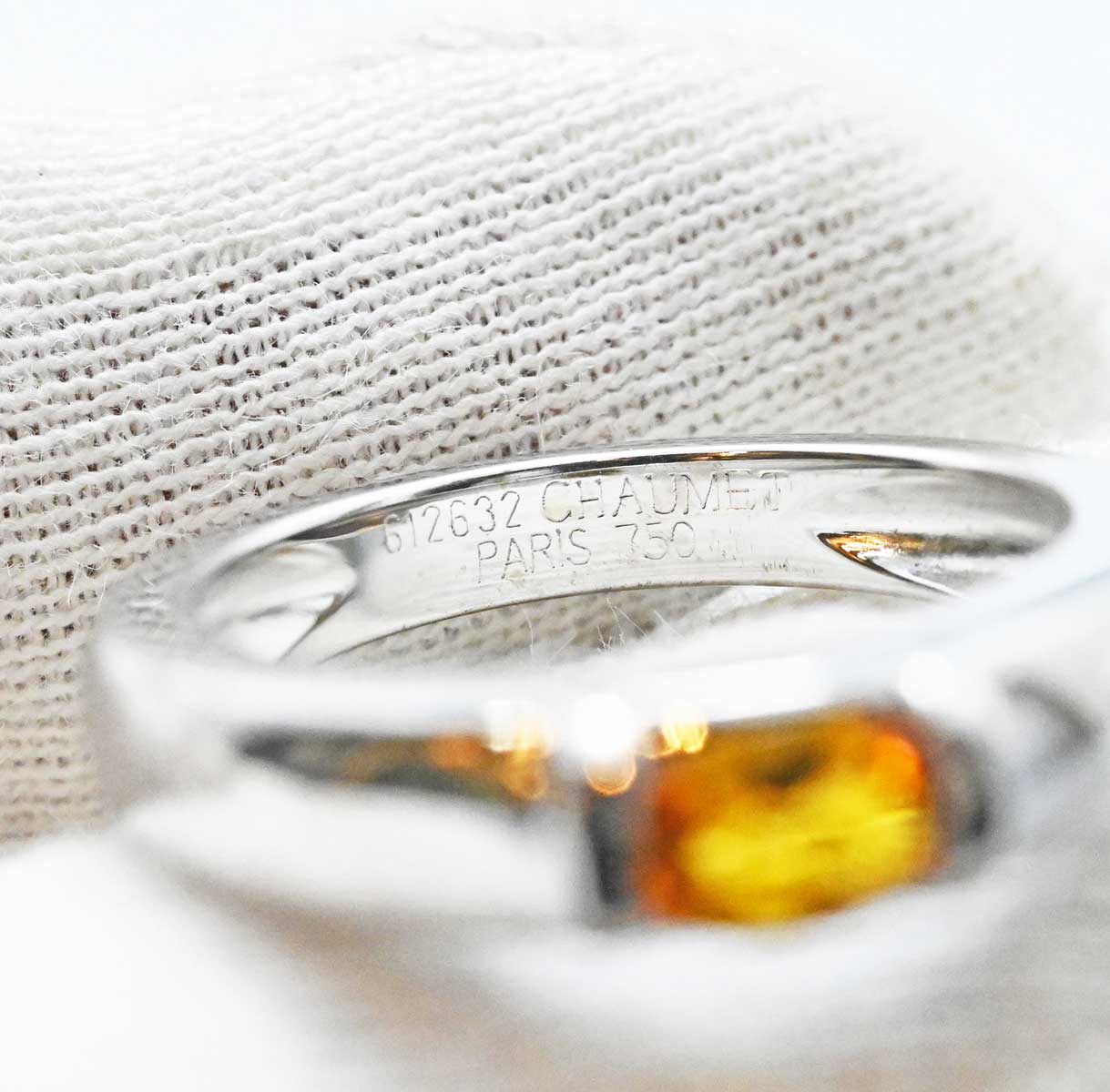 ショーメ CHAUMET 750WG ホワイトゴールド シトリン ジョイアリング １１号 レディース 3056