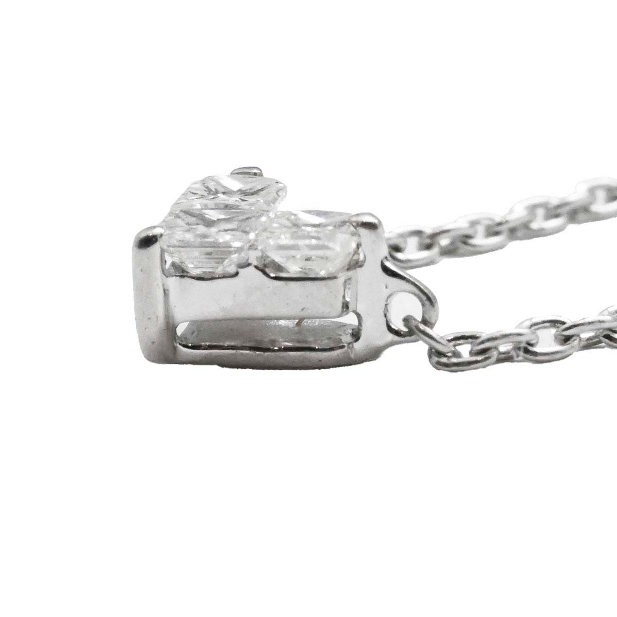 スタージュエリー STAR JEWELRY K18WG ホワイトゴールド ダイヤ0.15ct ハート ネックレス レディース  3562