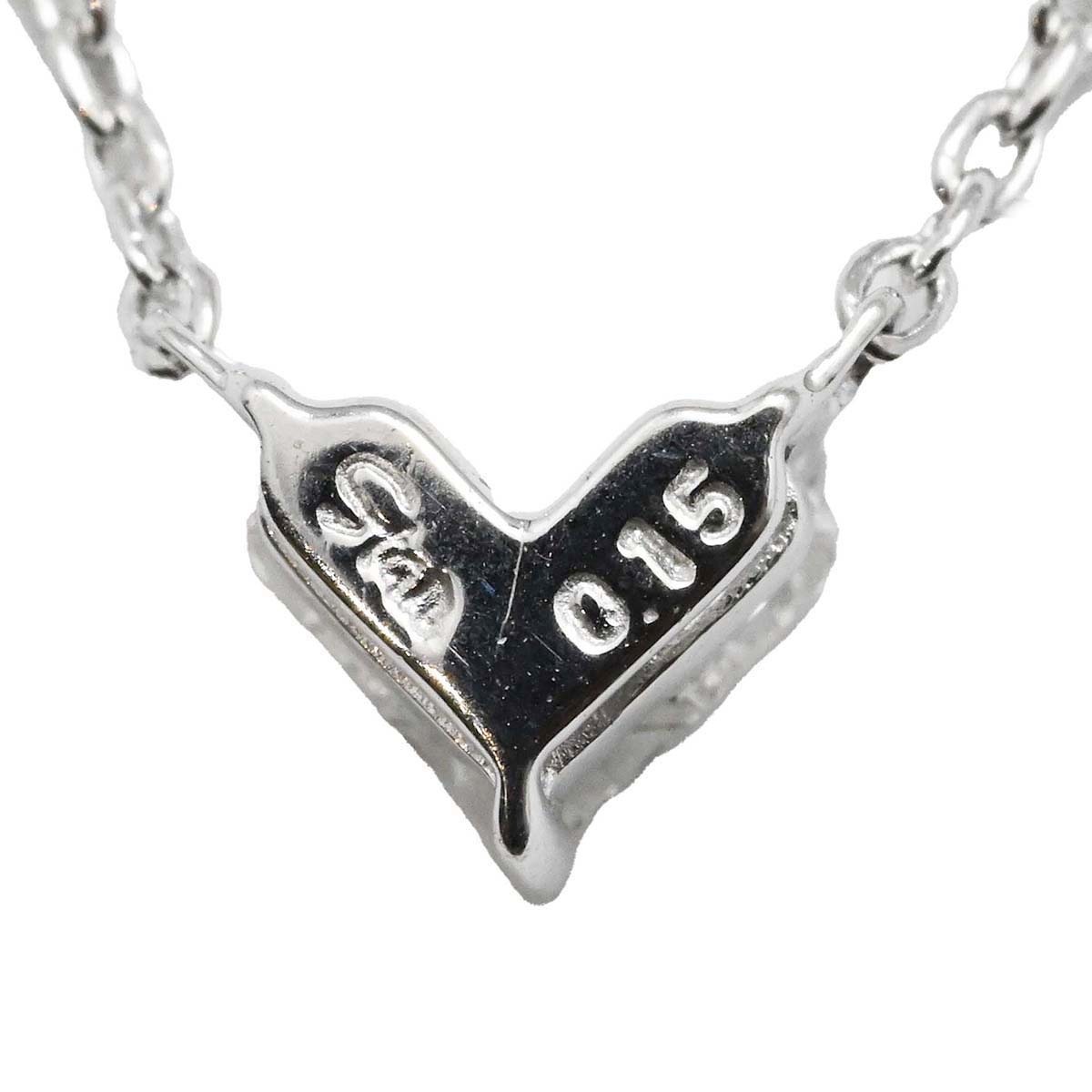 スタージュエリー STAR JEWELRY K18WG ホワイトゴールド ダイヤ0.15ct ハート ネックレス レディース  3562