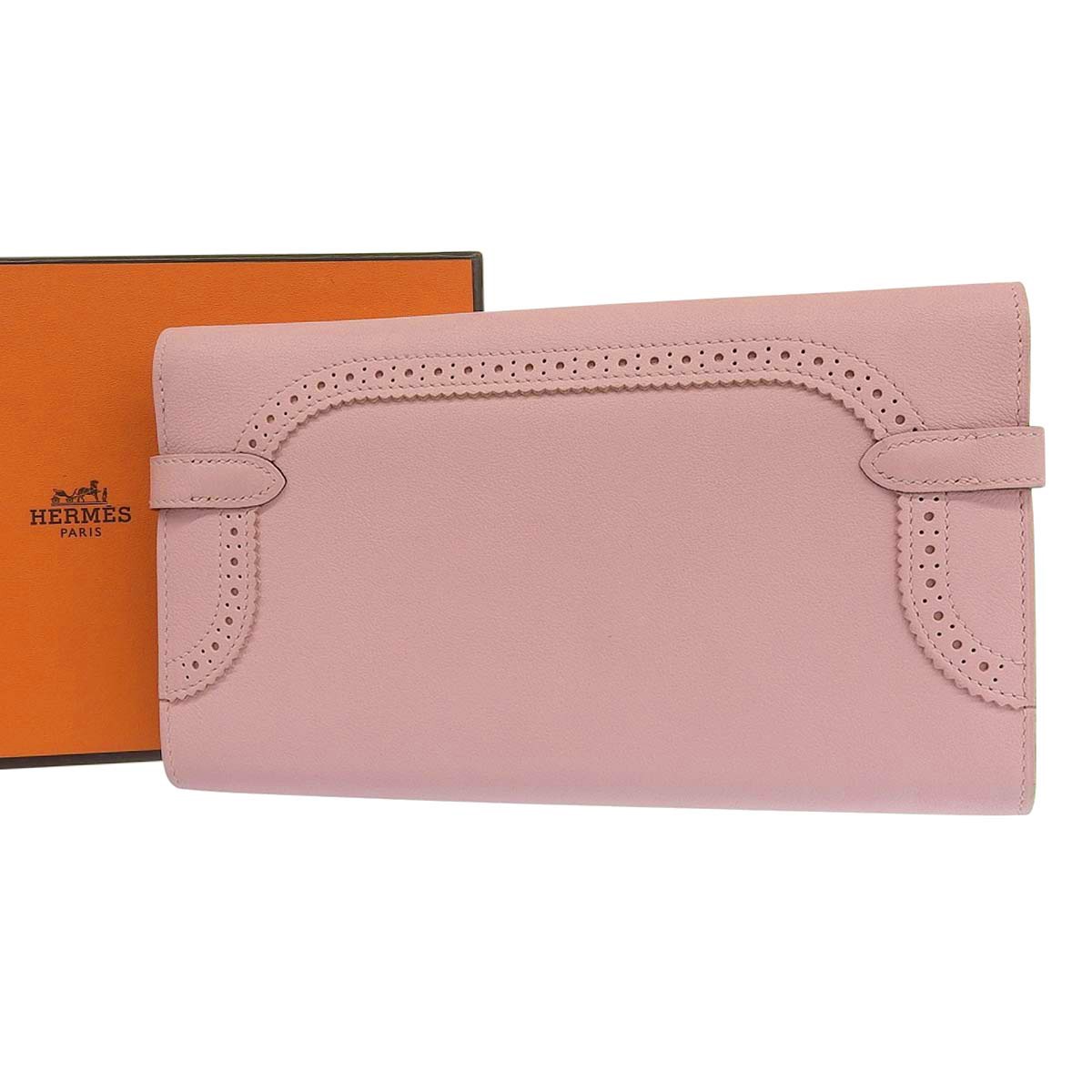 エルメス HERMES ケリーウォレット ポルテヴァリュル ロング ギリーズ 長財布 ヴォースイフト ローズサクラ レディース T刻印 4749