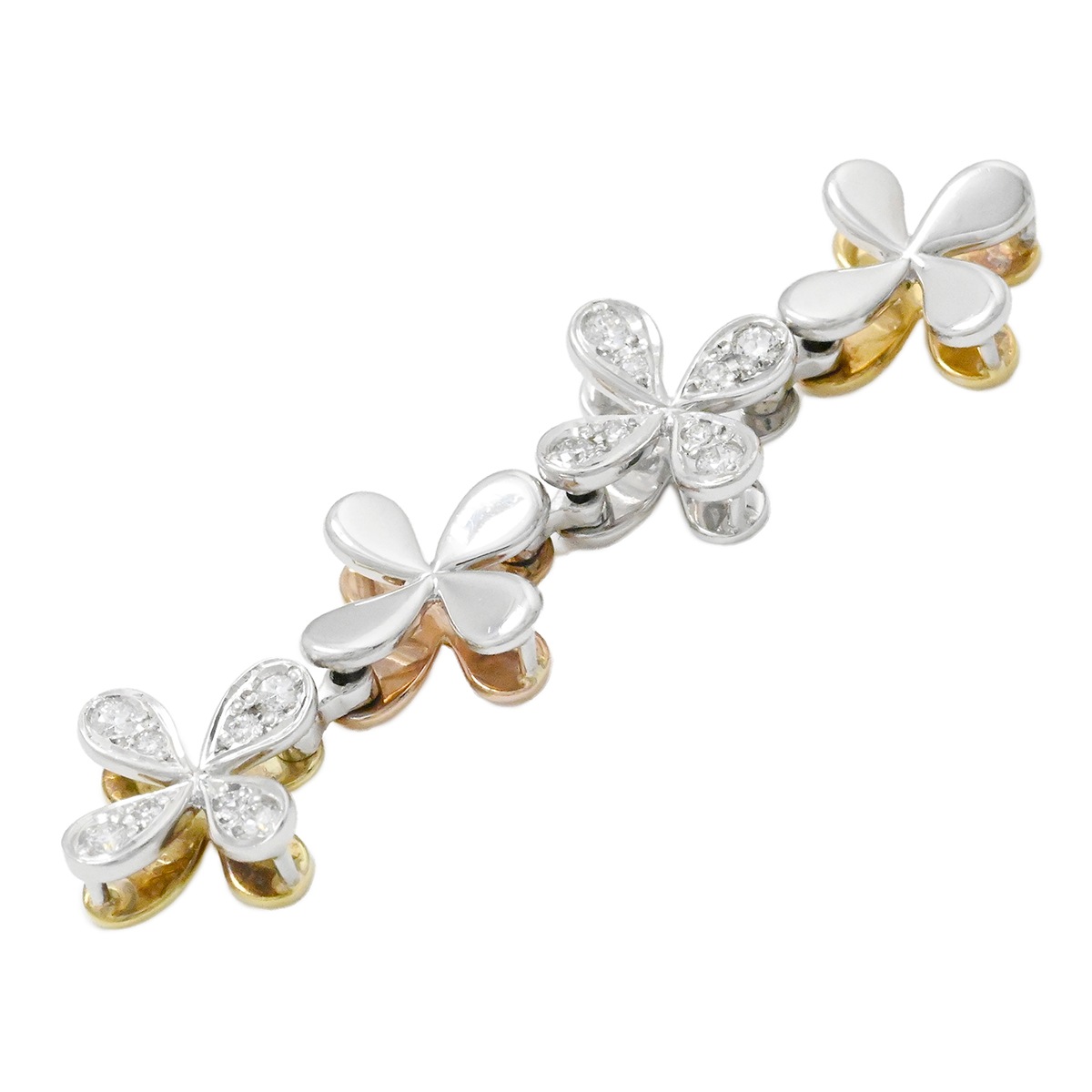 ミキモト MIKIMOTO K18YG PG WG イエローピンクホワイト スリーカラーゴールド ダイヤ リバーシブル フラワー ペンダントトップ  チャーム  2045