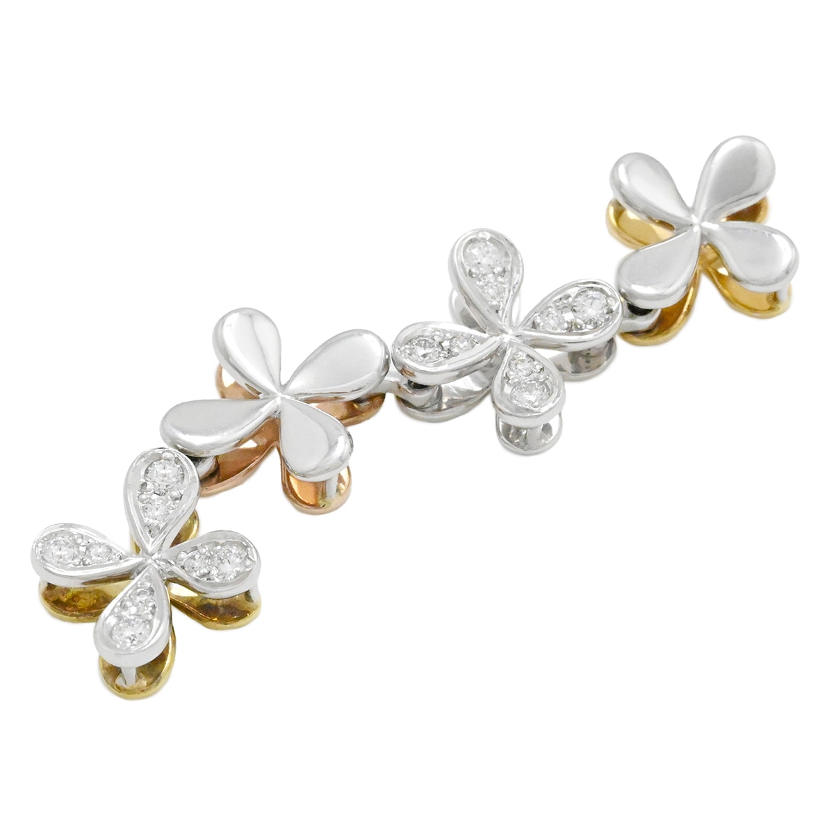 ミキモト MIKIMOTO K18YG PG WG イエローピンクホワイト スリーカラーゴールド ダイヤ リバーシブル フラワー ペンダントトップ  チャーム  2045