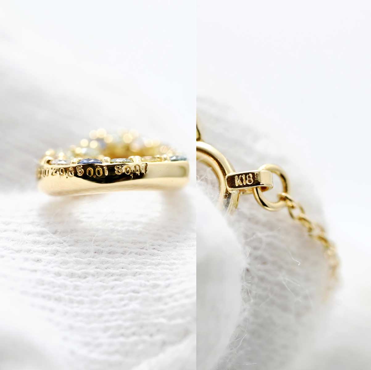 ポンテヴェキオ Ponte Vecchio K18YG イエローゴールド ダイヤ サファイア マルチハート ネックレス 3165