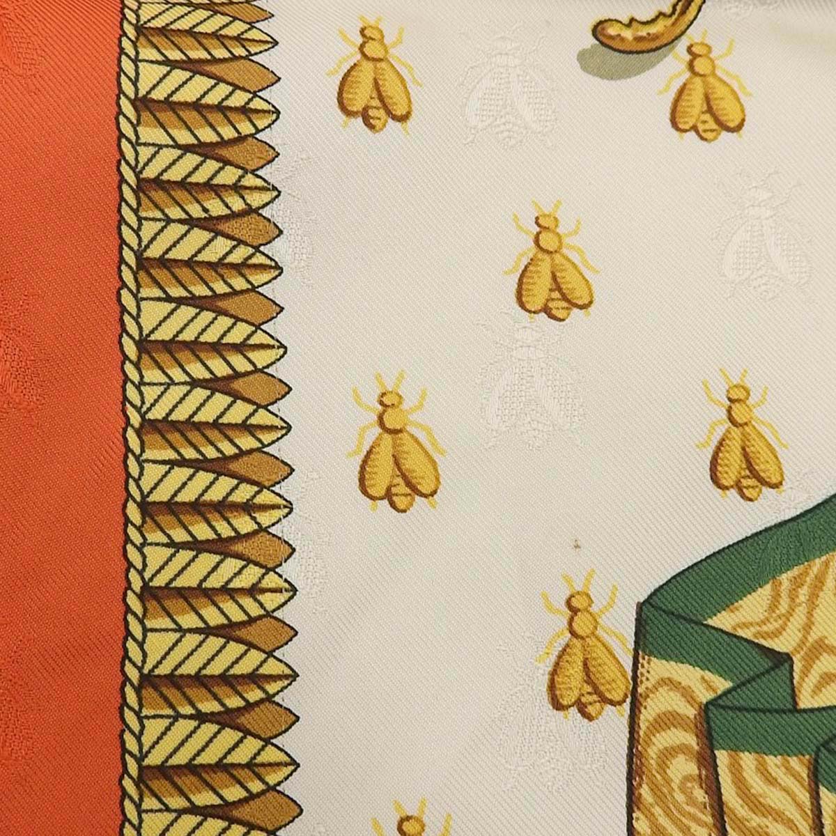 エルメス HERMES カレ90 NAPOLEON ナポレオン スカーフ シルク オレンジ×ホワイト レディース 4751